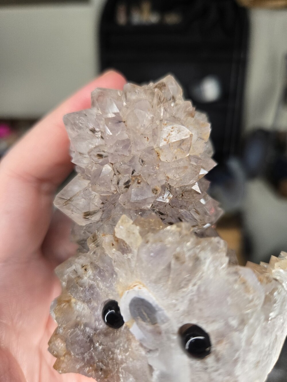 Light Amethyst W/ Rutile Stalachtite Crystal Hedgie Buddy - Picture 5 of 5